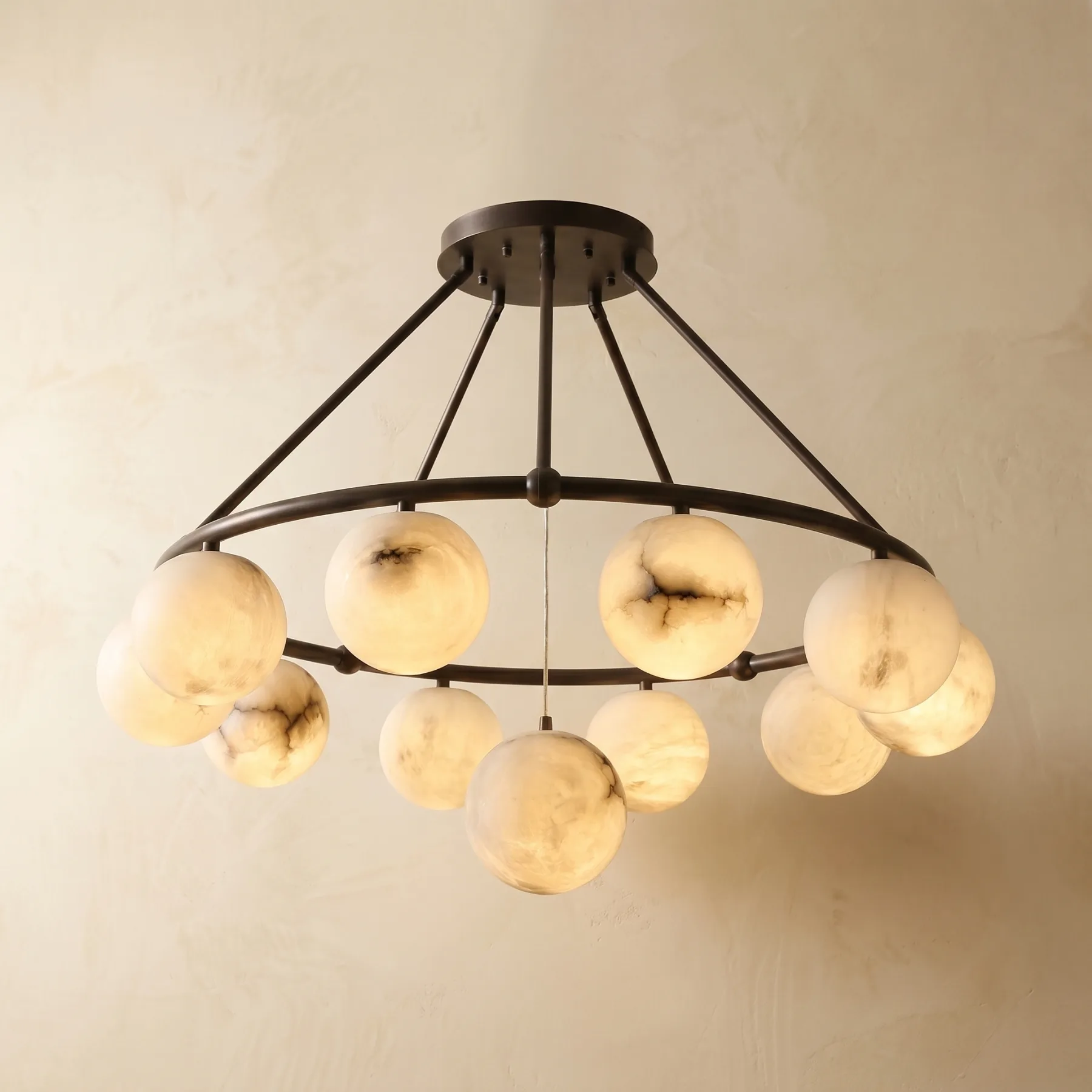 Luminous Alabaster Globe Chandelier custom chandeliers