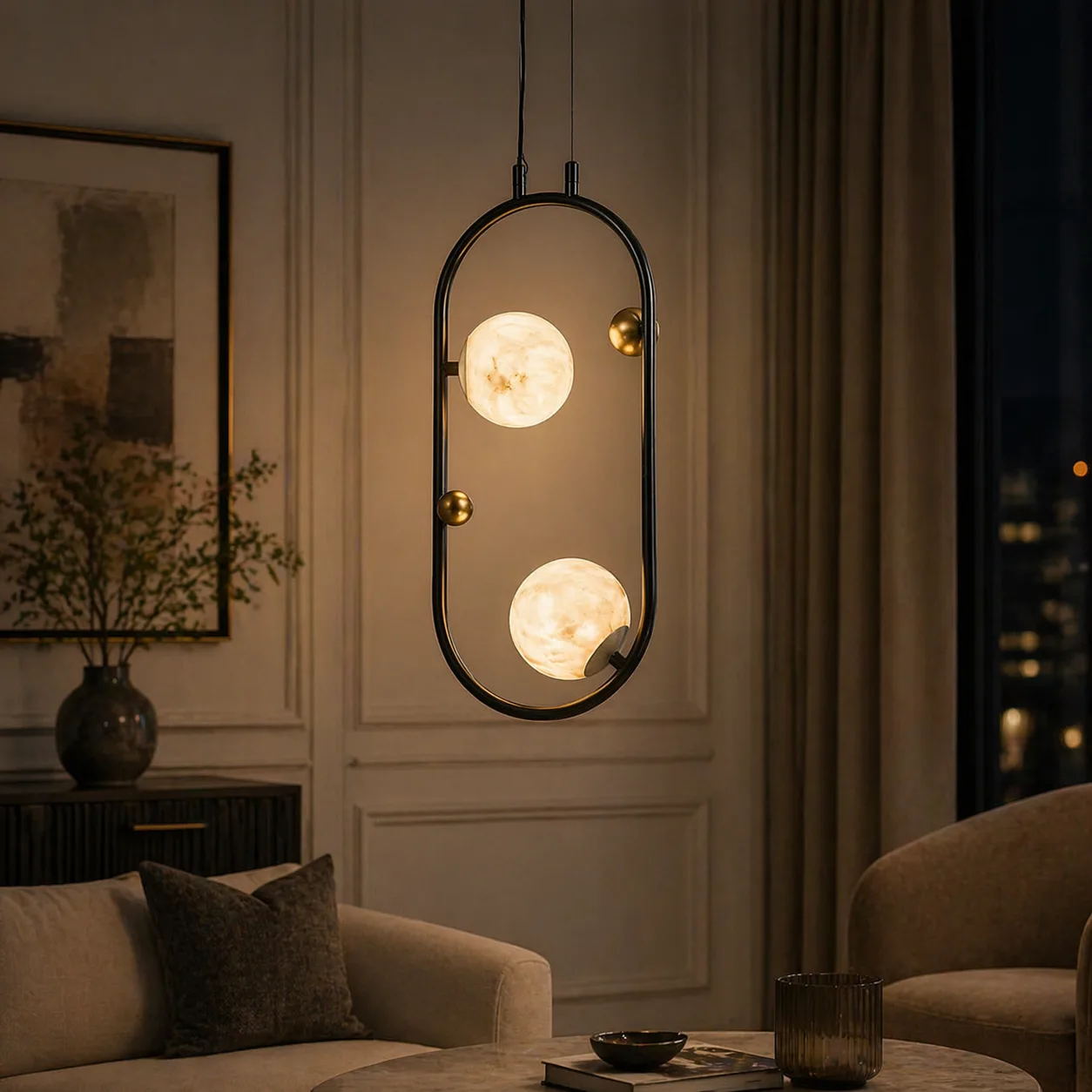 Orbit Alabaster Globe Pendant Light image 5