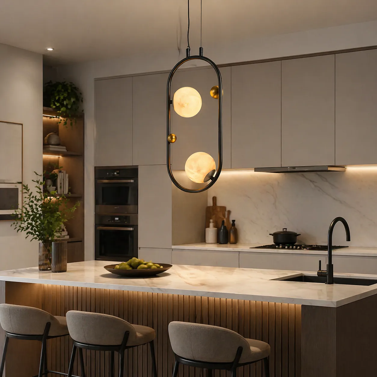 Orbit Alabaster Globe Pendant Light image 4