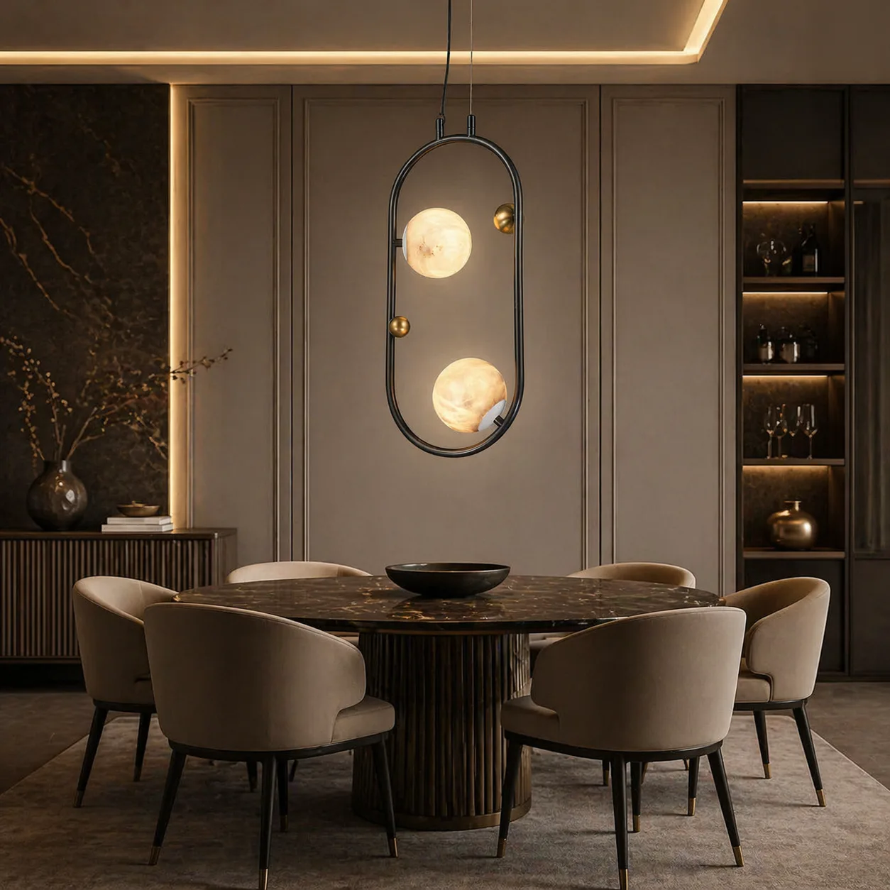 Orbit Alabaster Globe Pendant Light image 3