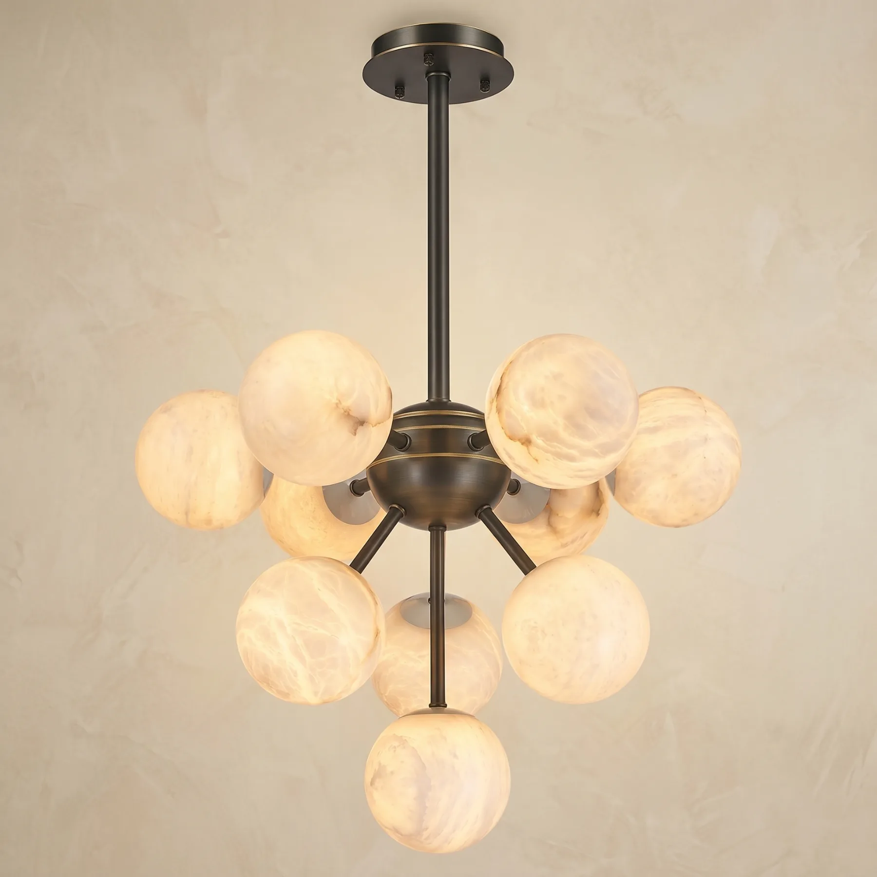 Gilded Alabaster Globe Chandelier custom chandeliers