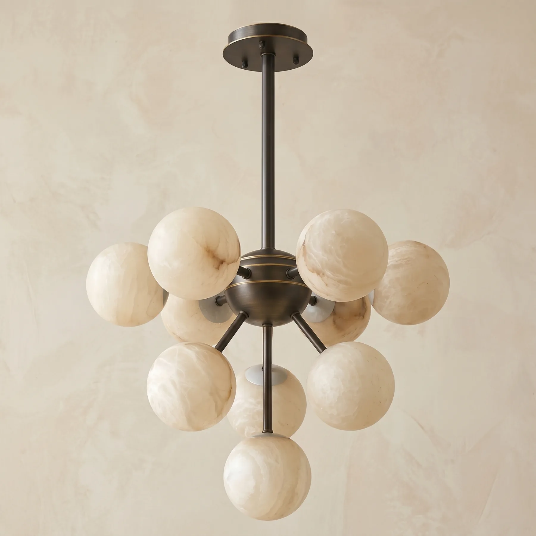 Gilded Alabaster Globe Chandelier image 2