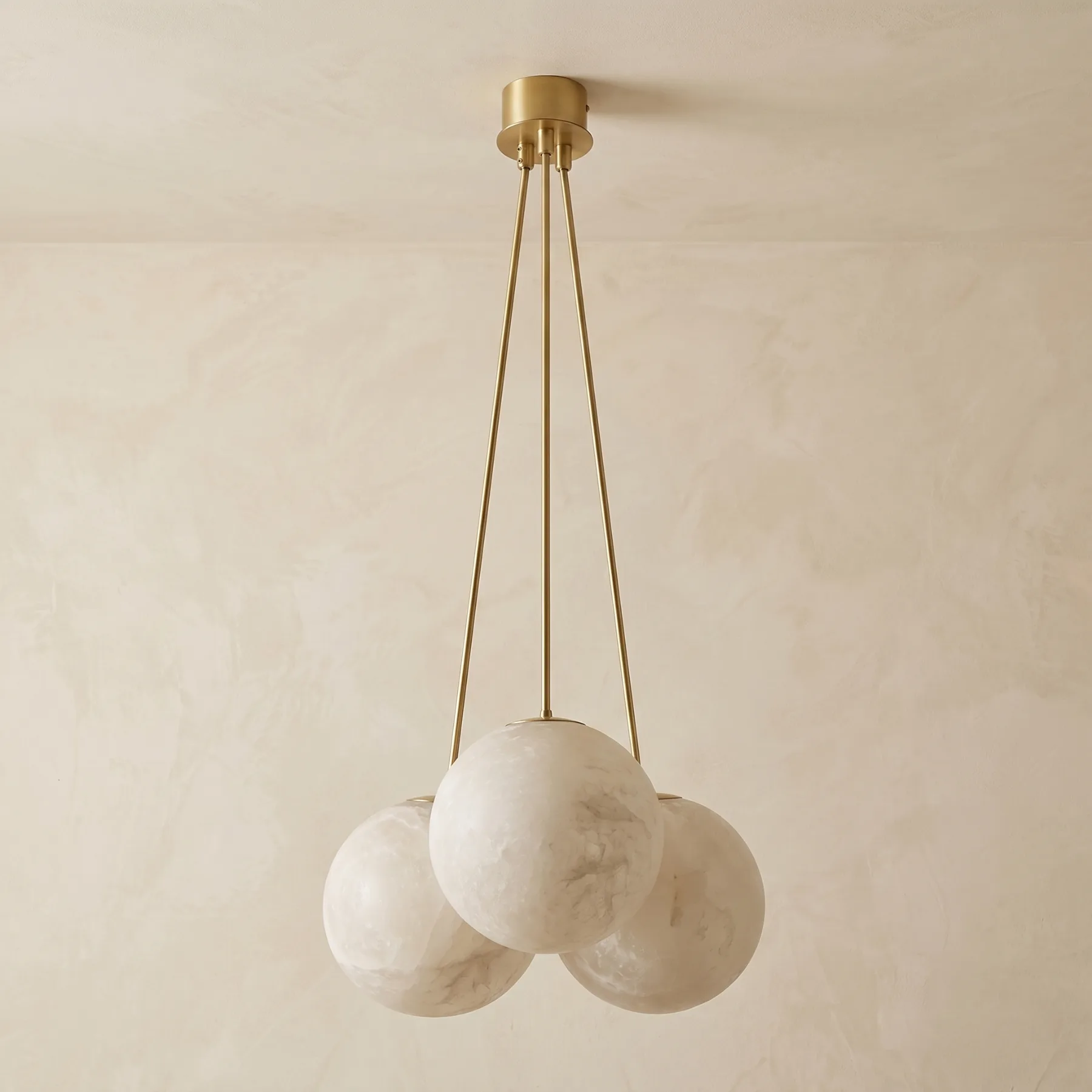 Gilded Alabaster Globe Pendant image 2