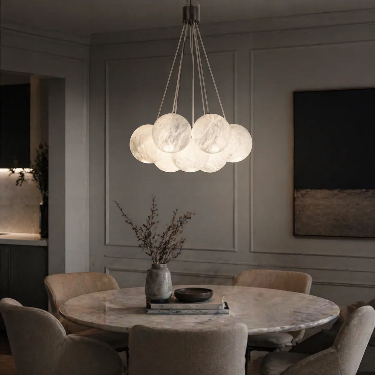 Luminous Alabaster Globe Chandelier image 3