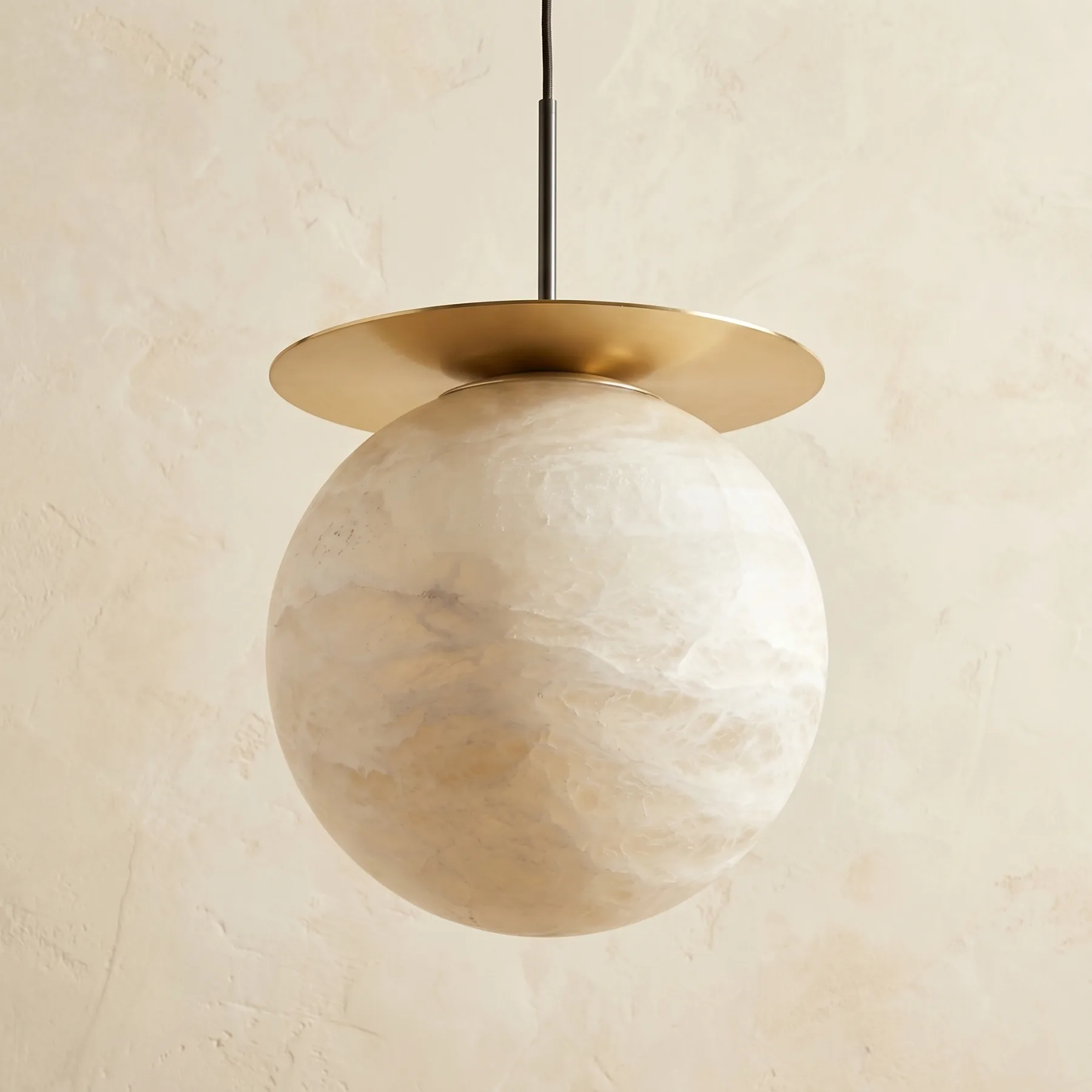 Gilded Alabaster Globe Pendant image 2
