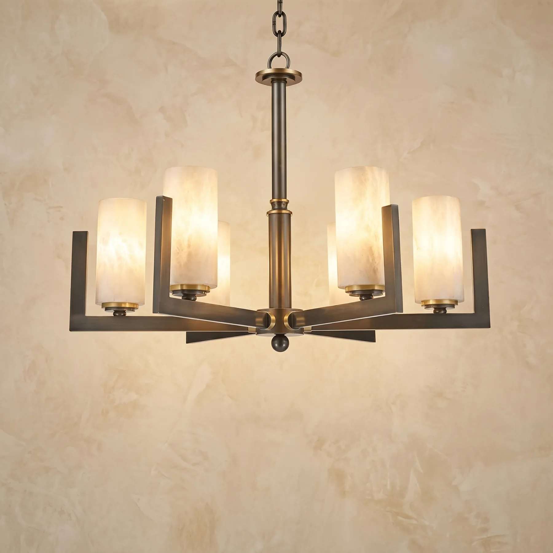 Bronze Alabaster Cylinder Chandelier custom chandeliers