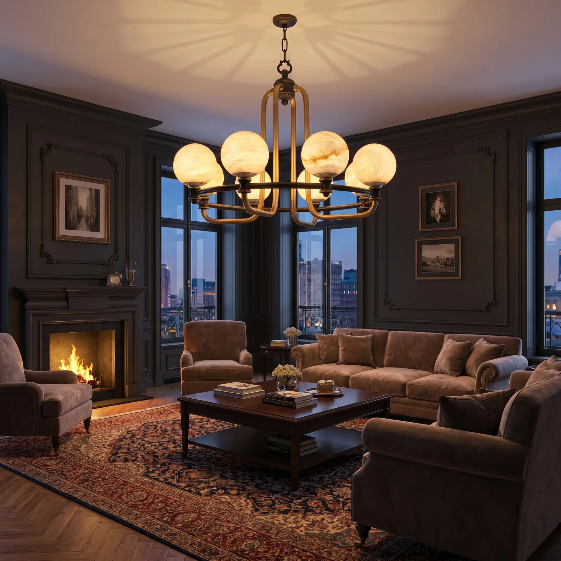 Heritage Alabaster Globe Chandelier image 4