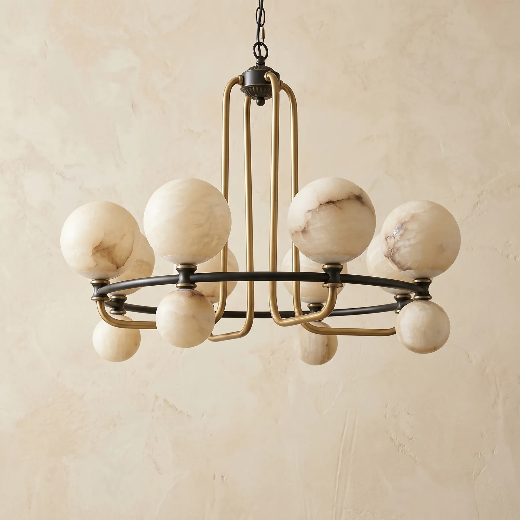 Gilded Alabaster Globe Chandelier image 2