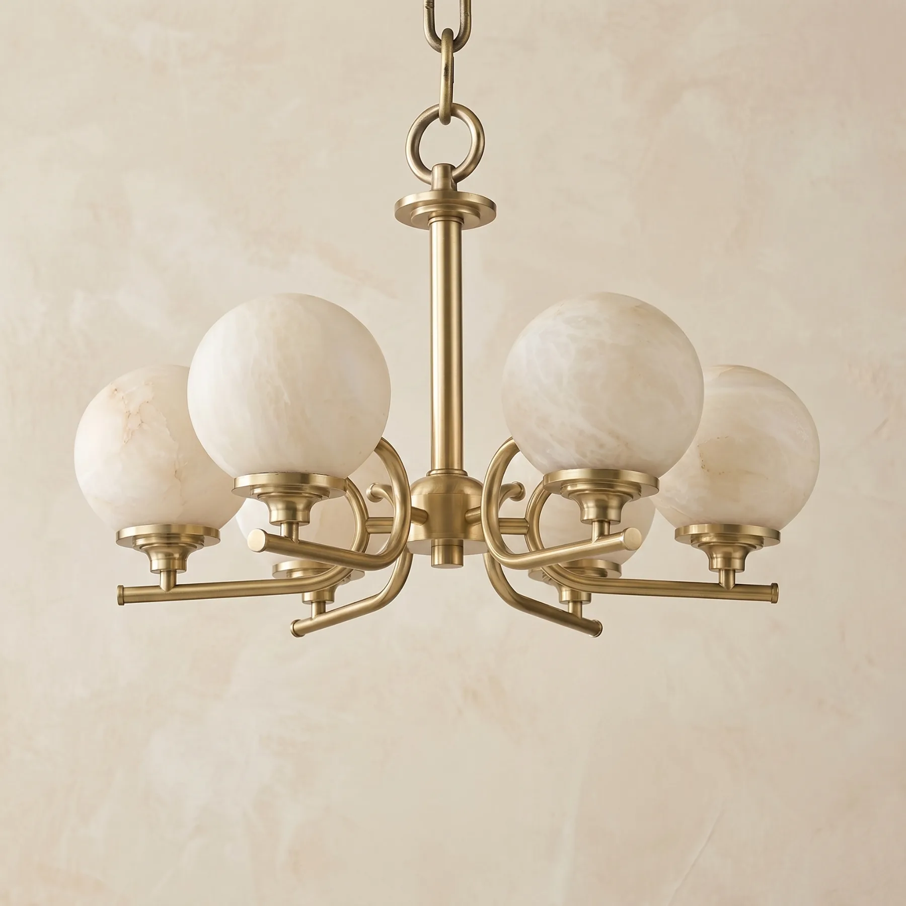 Gilded Alabaster Globe Chandelier image 2