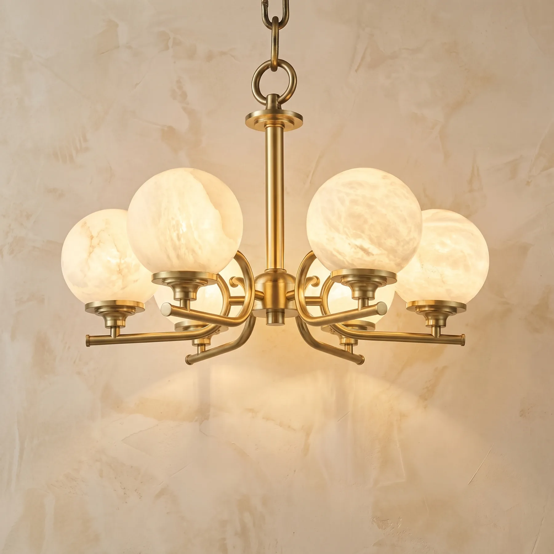 Gilded Alabaster Globe Chandelier custom chandeliers