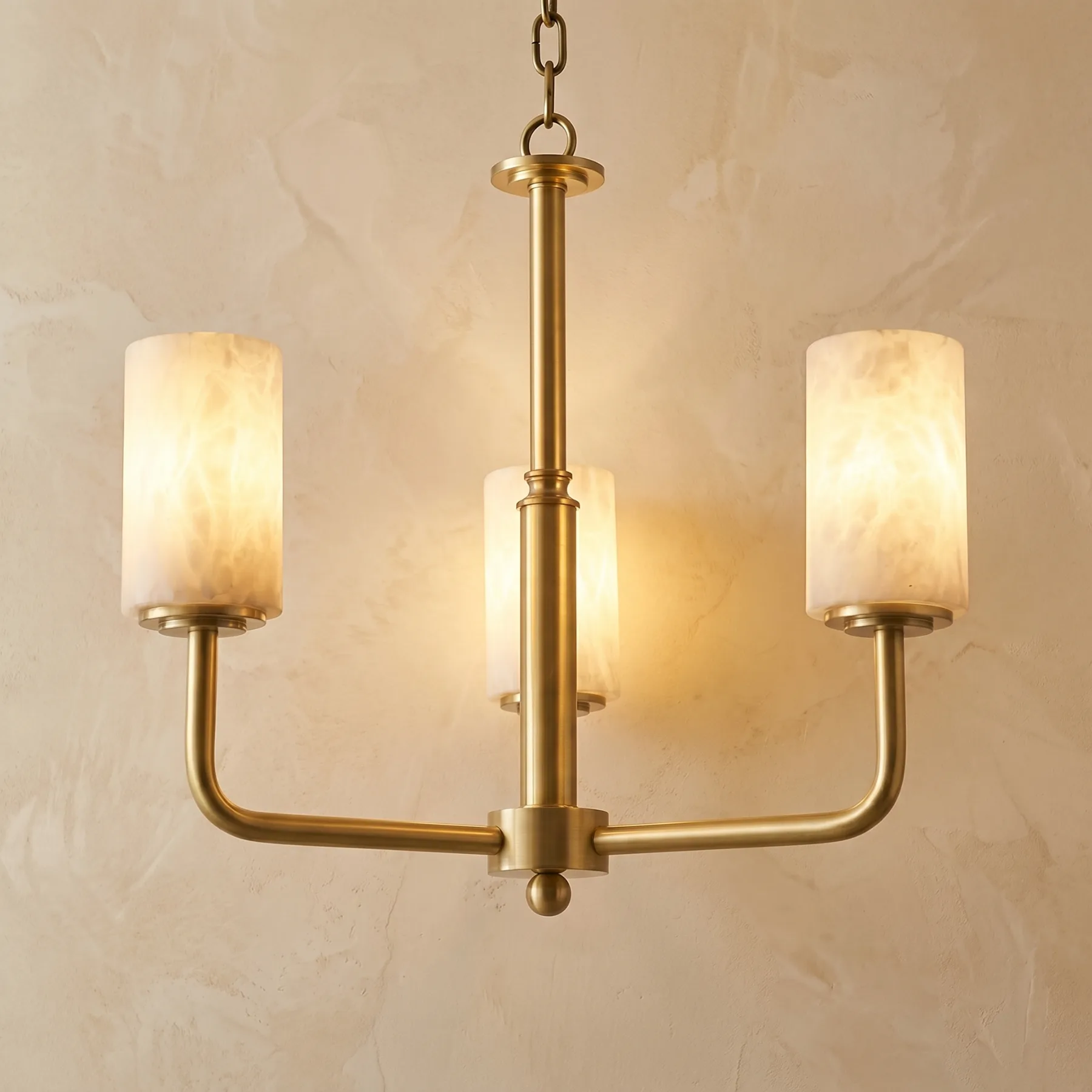 Gilded Alabaster Cylinder Chandelier custom chandeliers