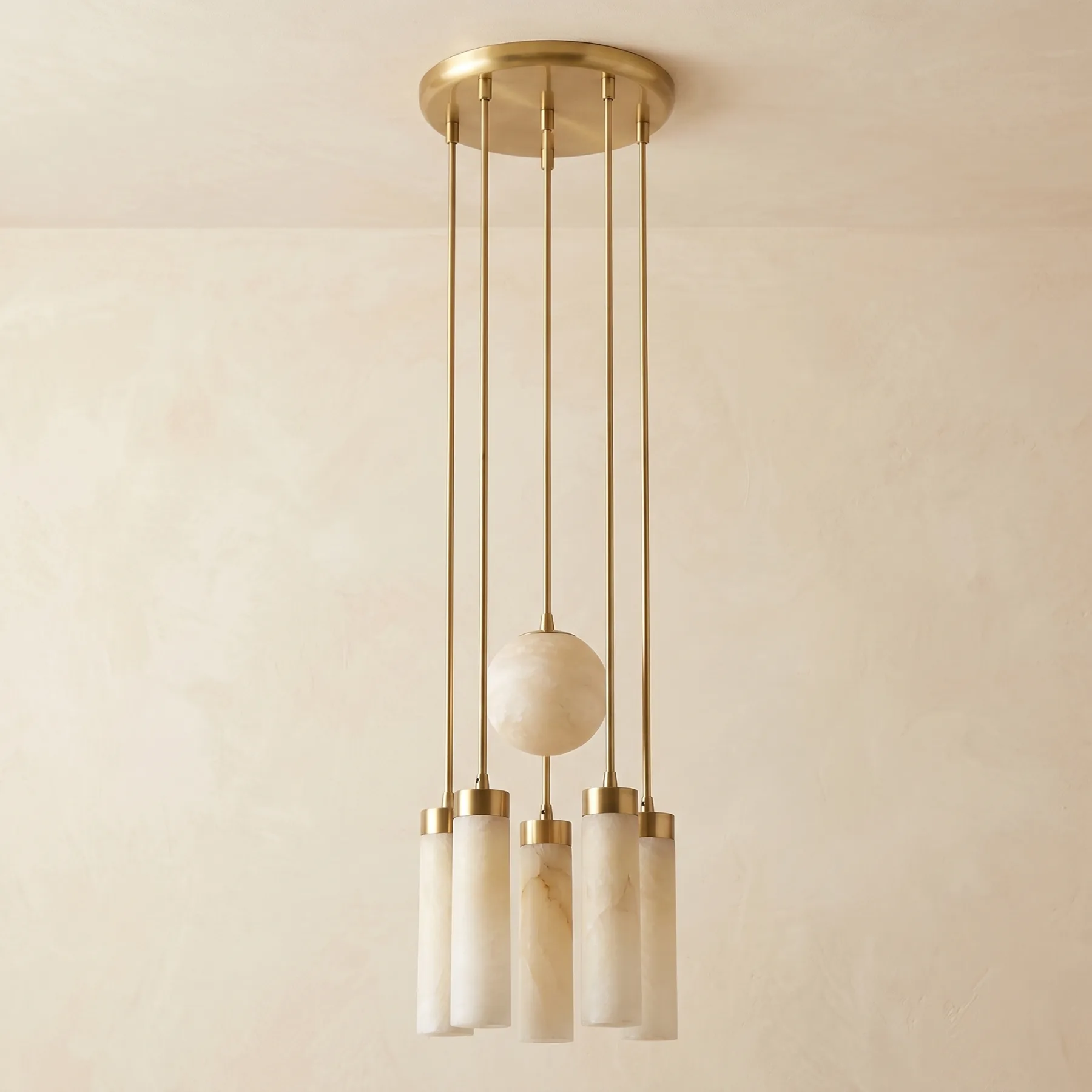 Luminous Alabaster Brass Chandelier image 2