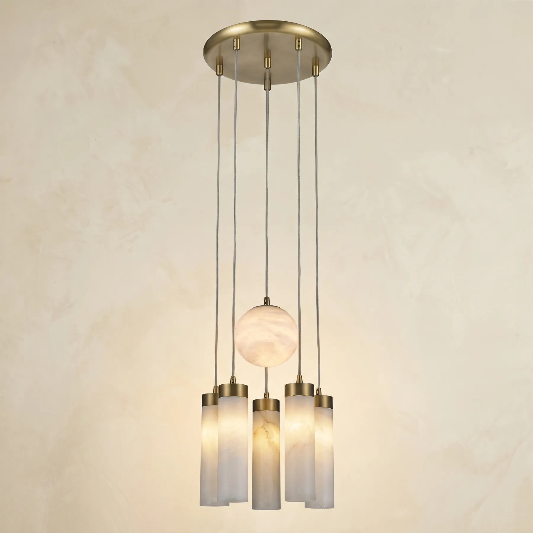 Luminous Alabaster Brass Chandelier custom chandeliers