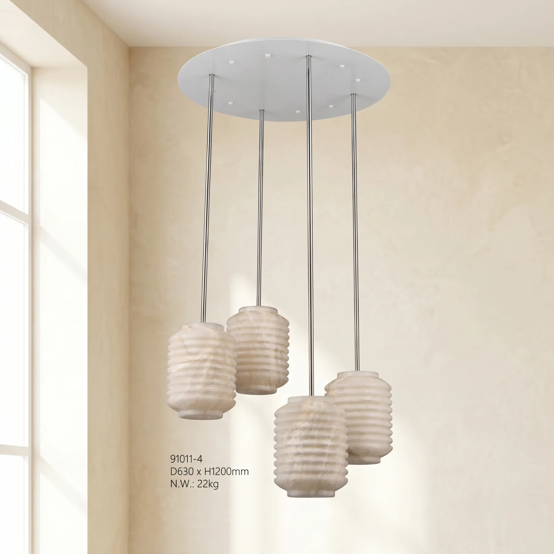 Serene Ribbed Alabaster Chandelier image 2