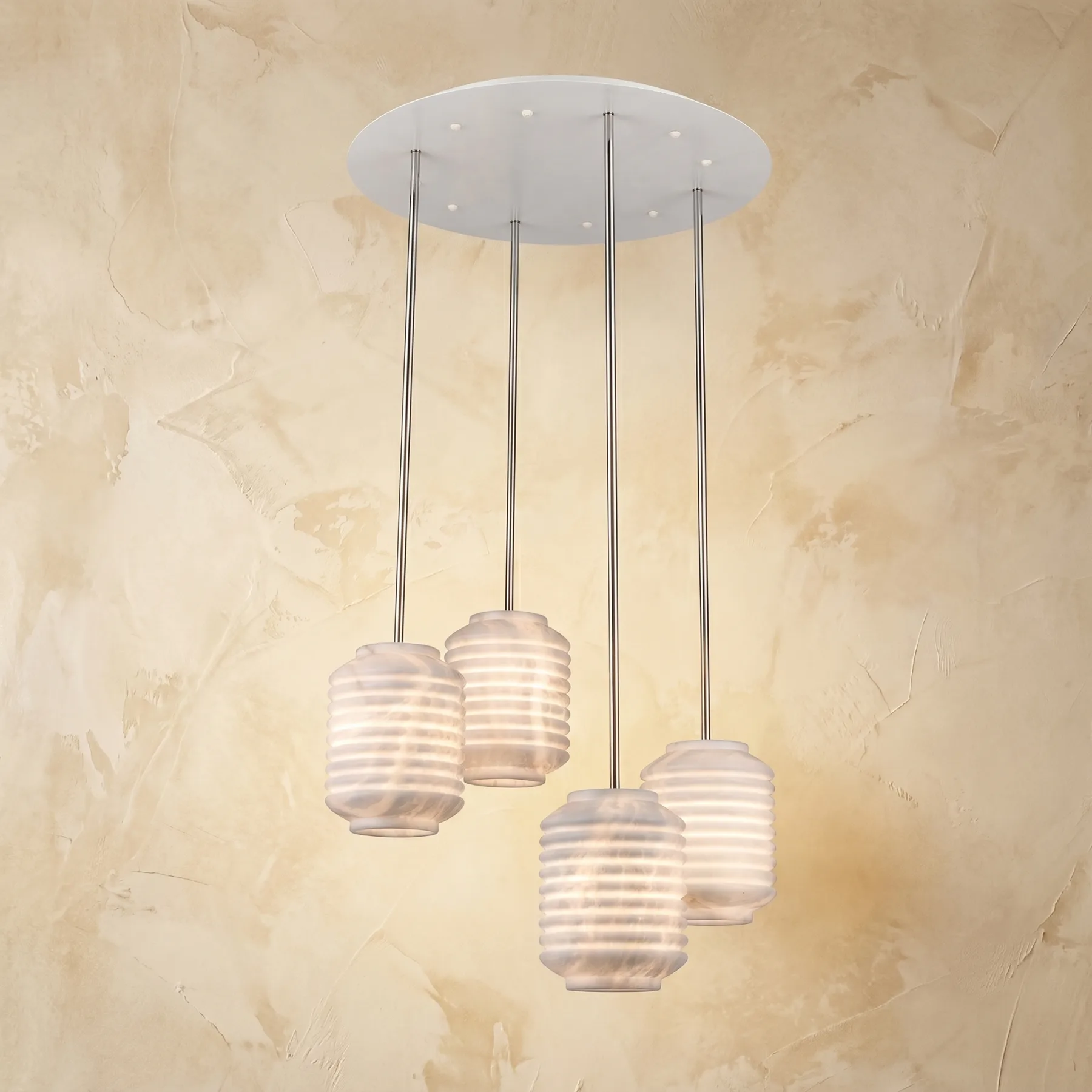 Serene Ribbed Alabaster Chandelier custom chandeliers