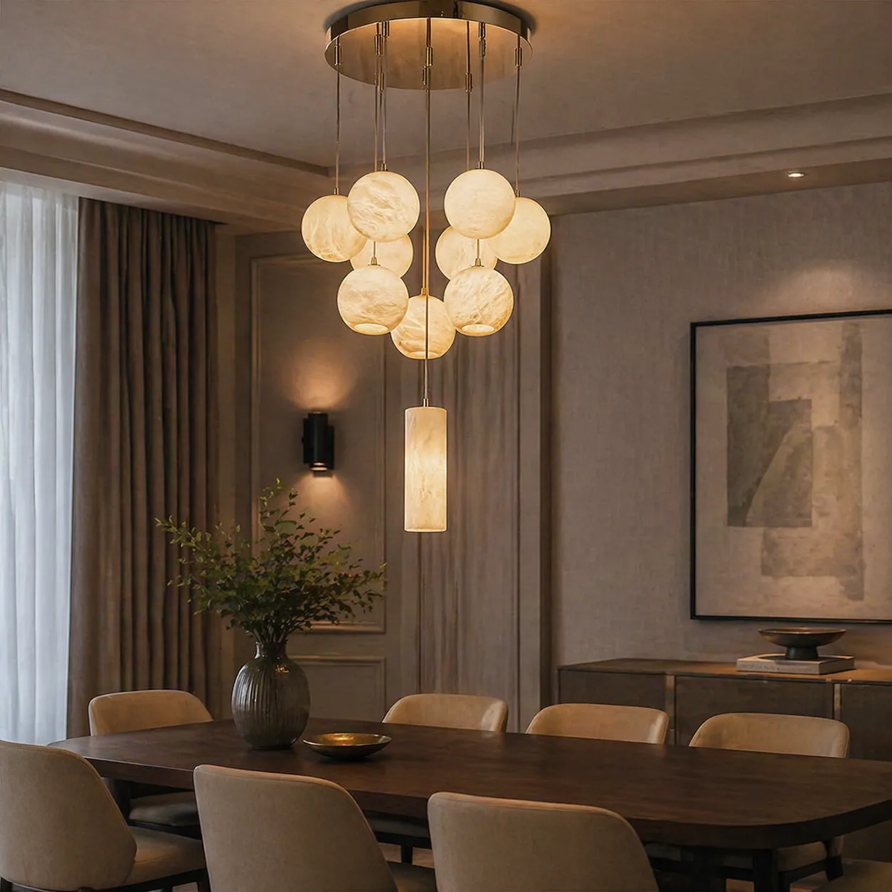 Luminous Alabaster Globe Chandelier image 3