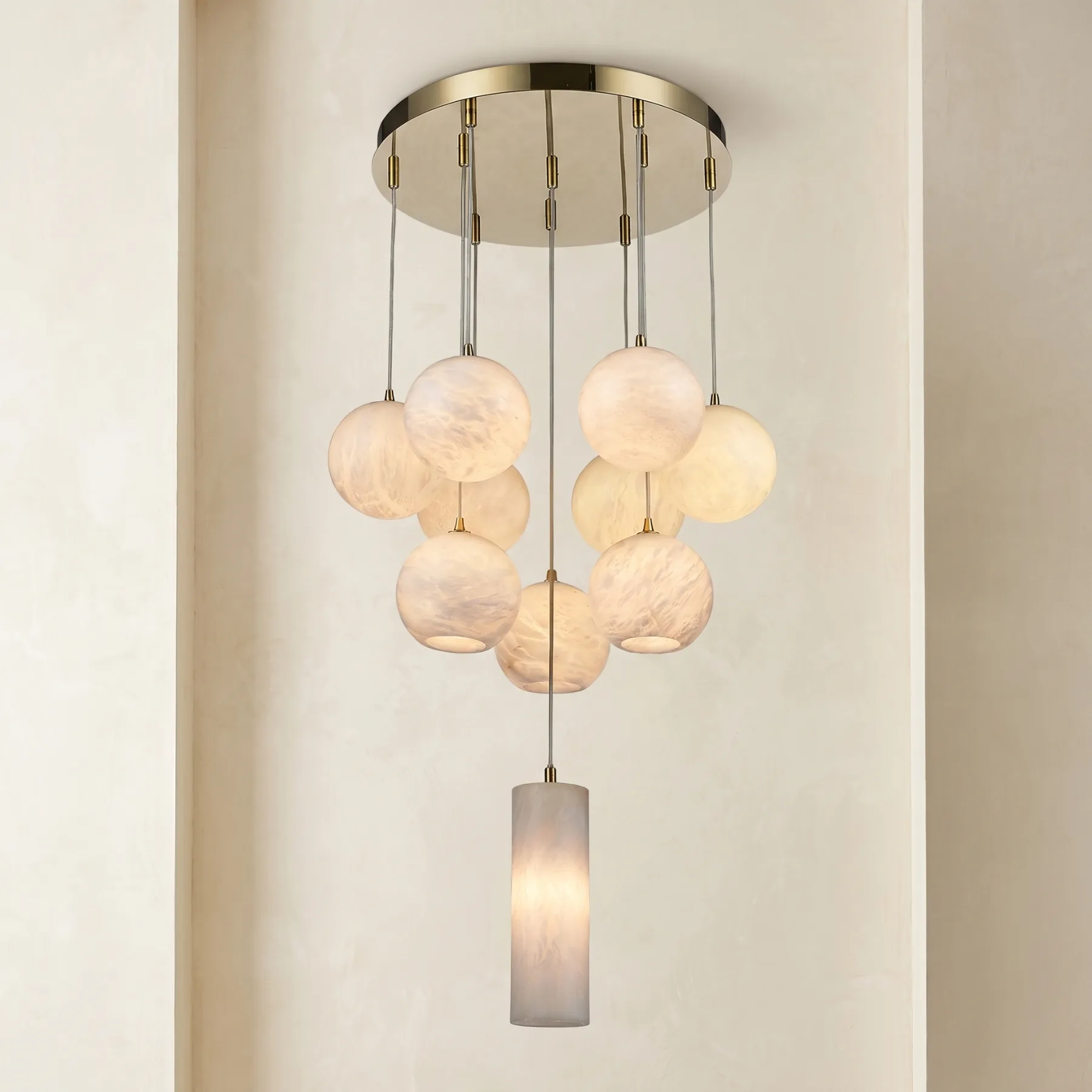 Luminous Alabaster Globe Chandelier custom chandeliers