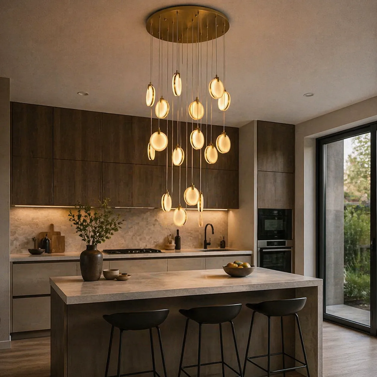 Gilded Pebble Alabaster Chandelier image 4
