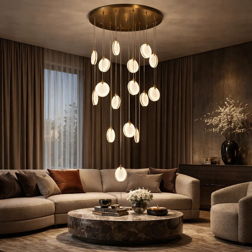 Gilded Pebble Alabaster Chandelier image 5