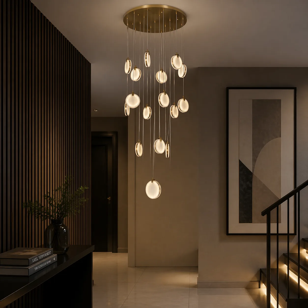 Gilded Pebble Alabaster Chandelier image 3