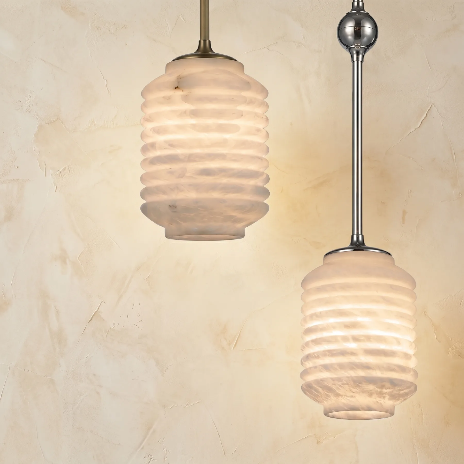 Serene Ribbed Alabaster Pendant Light custom pendants