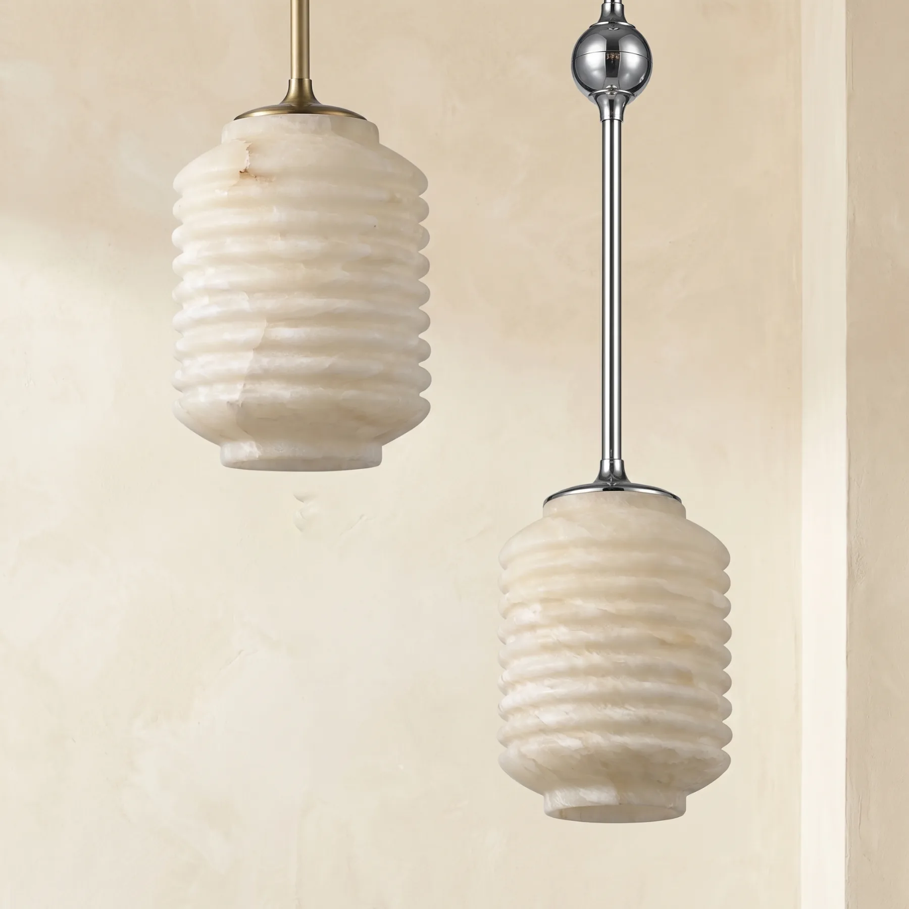 Serene Ribbed Alabaster Pendant Light image 2