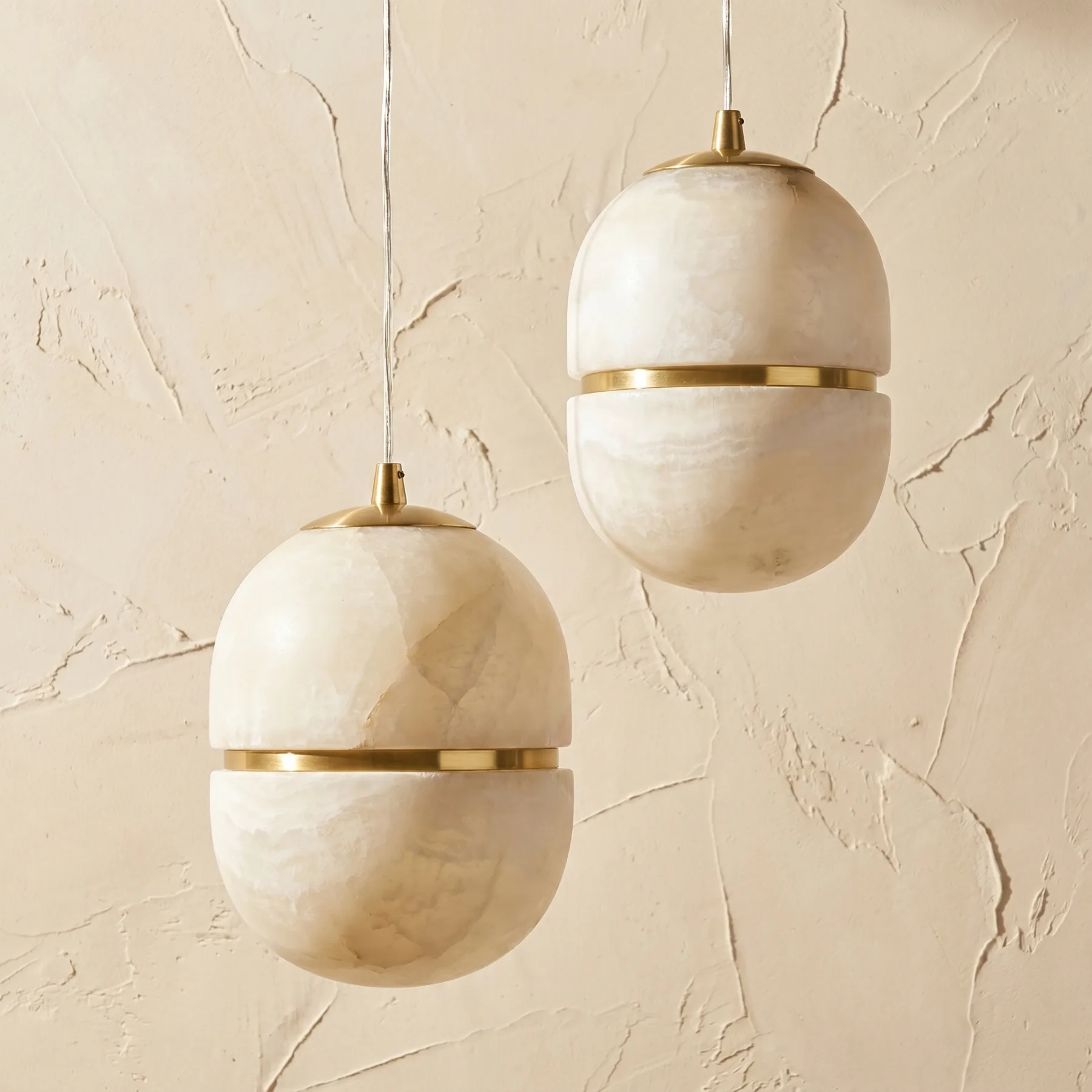 Gilded Alabaster Orb Pendant Light image 2