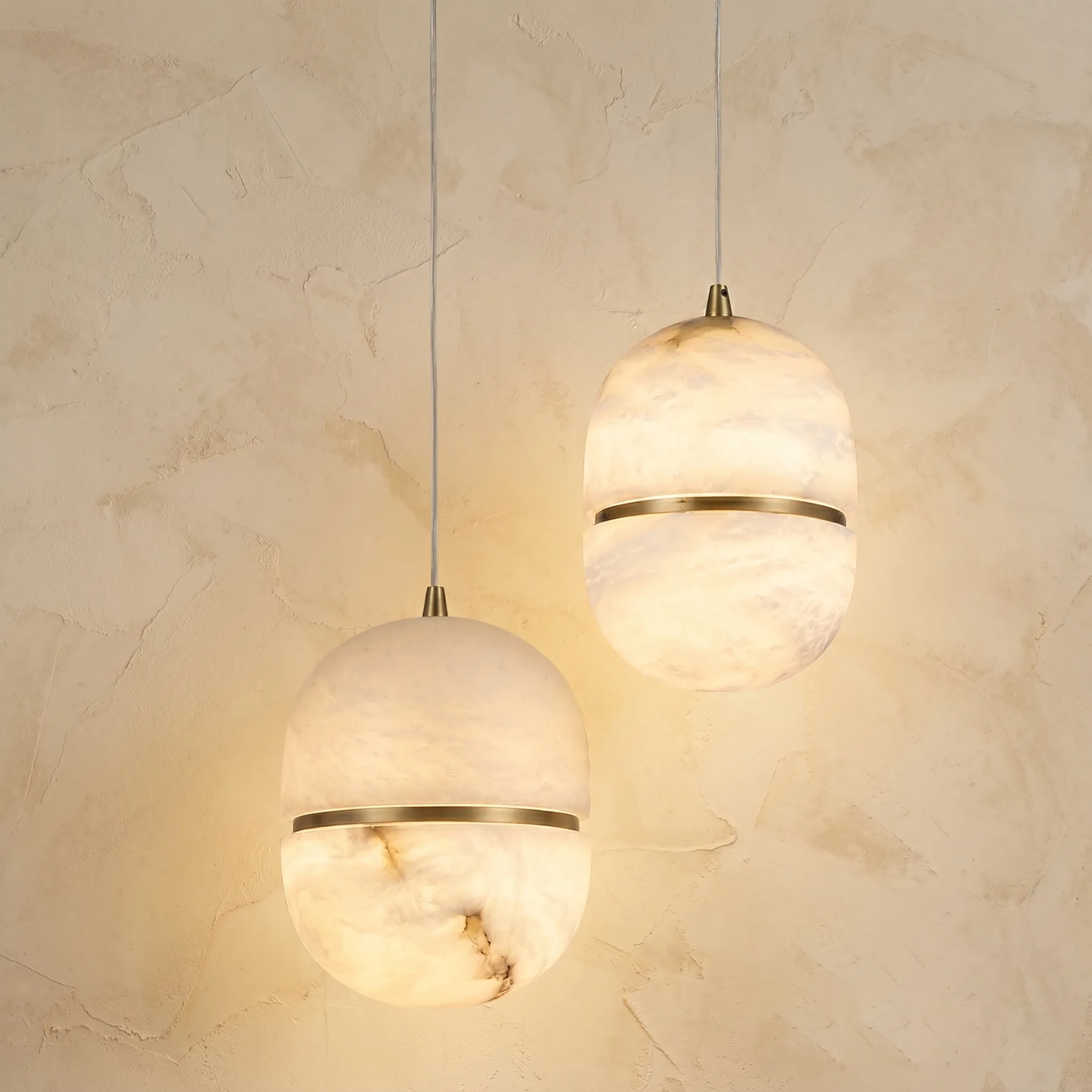 Gilded Alabaster Orb Pendant Light custom pendants