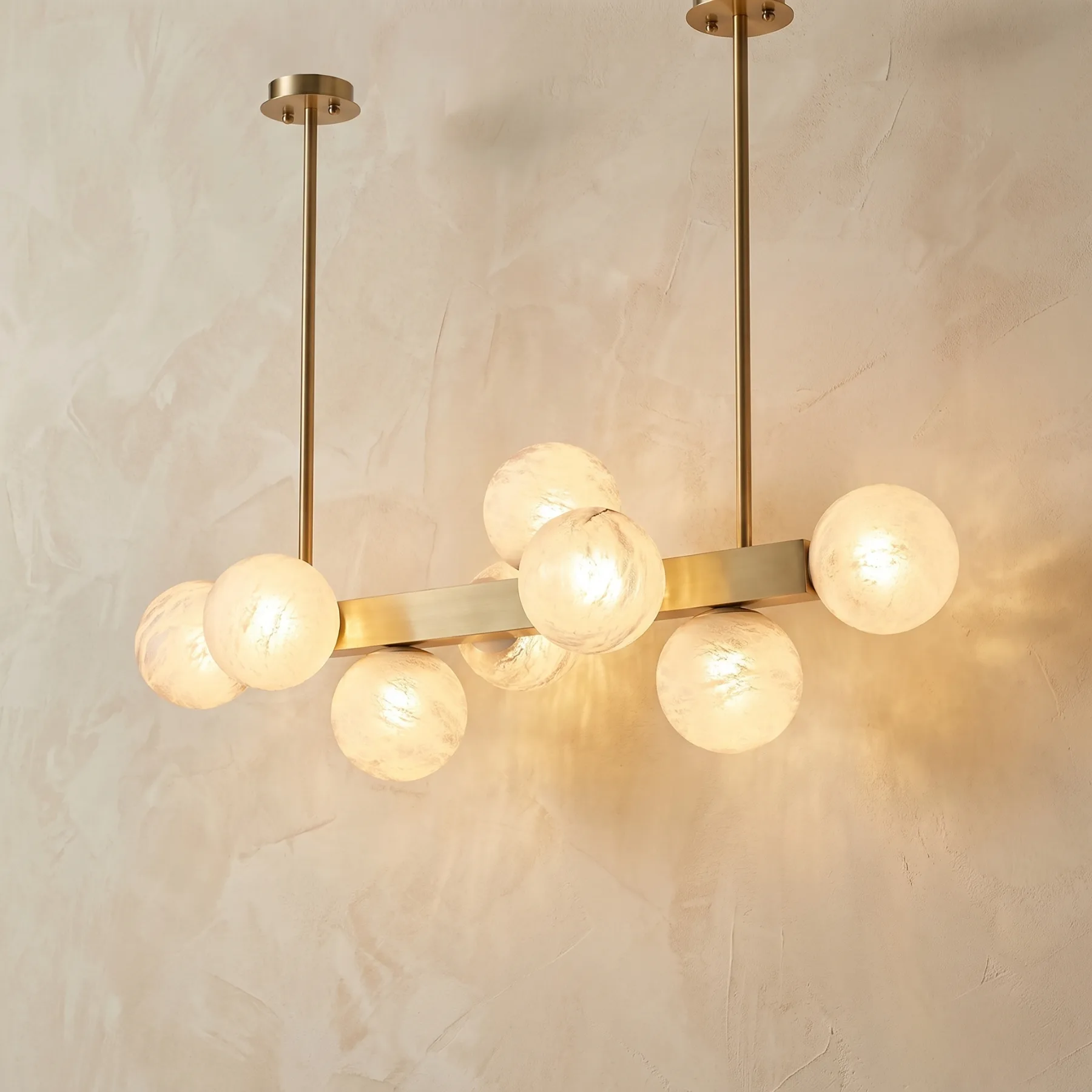 Gilded Alabaster Globe Chandelier custom chandeliers