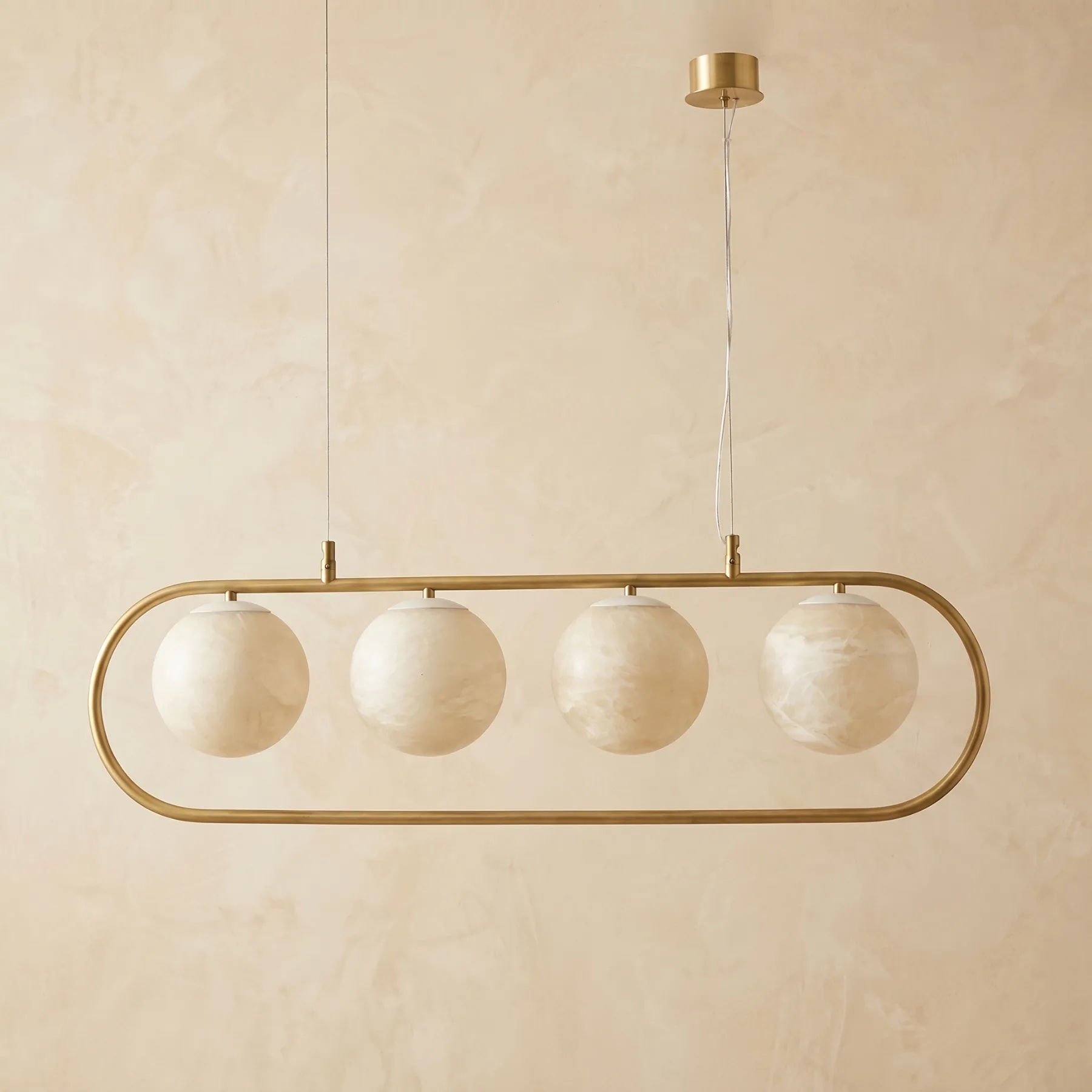 Gilded Alabaster Globe Chandelier image 2