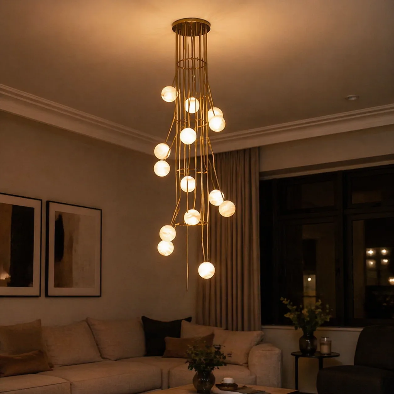 Gilded Alabaster Cascade Chandelier image 5