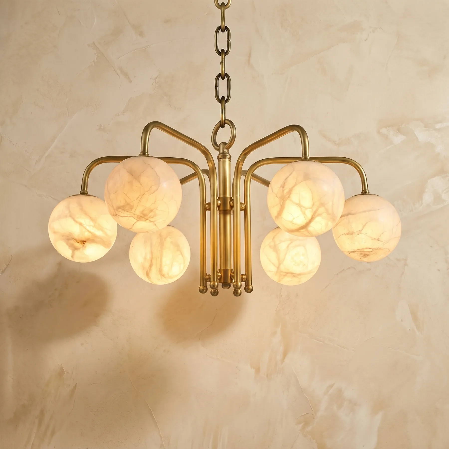 Gilded Alabaster Globe Chandelier custom chandeliers