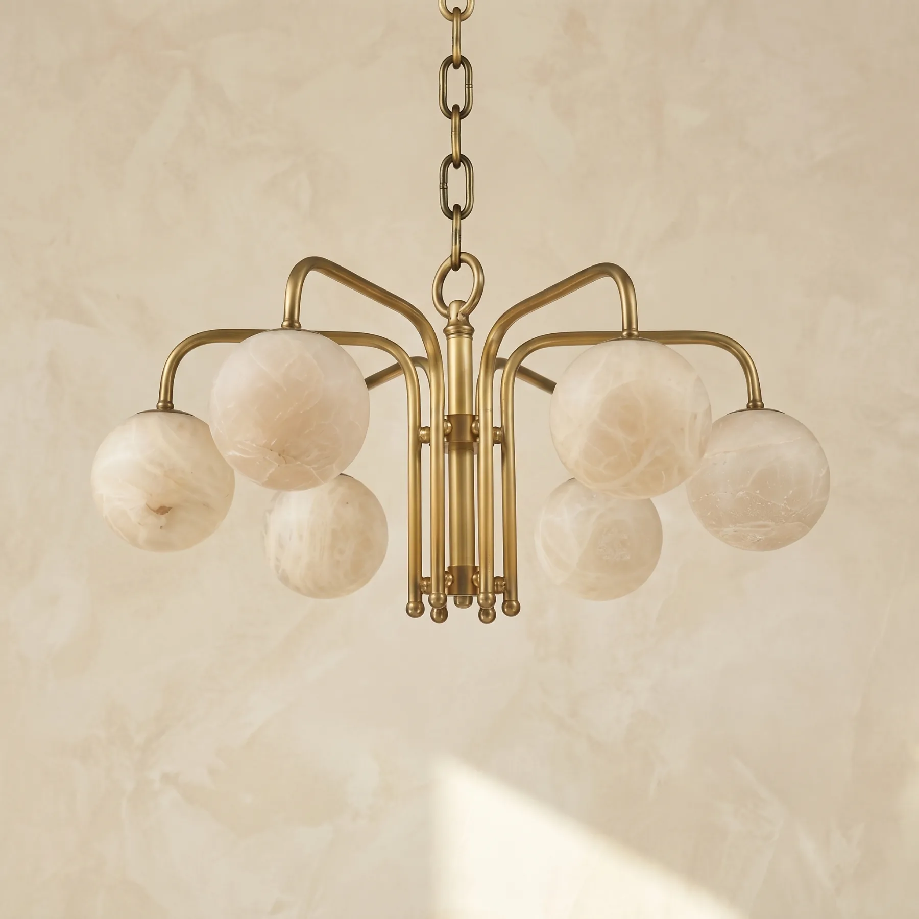 Gilded Alabaster Globe Chandelier image 2