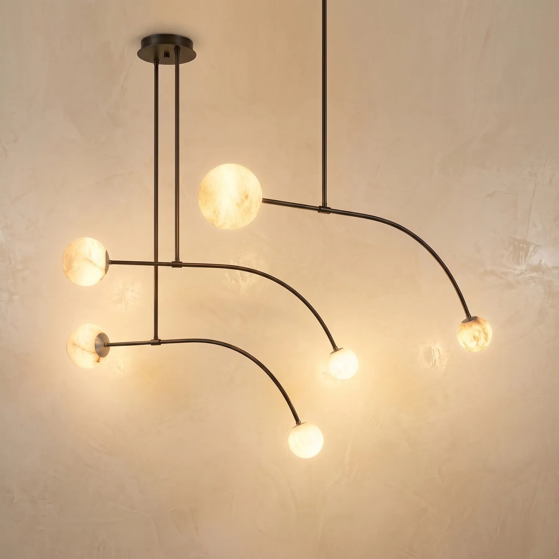 Arc Alabaster Globe Chandelier custom chandeliers
