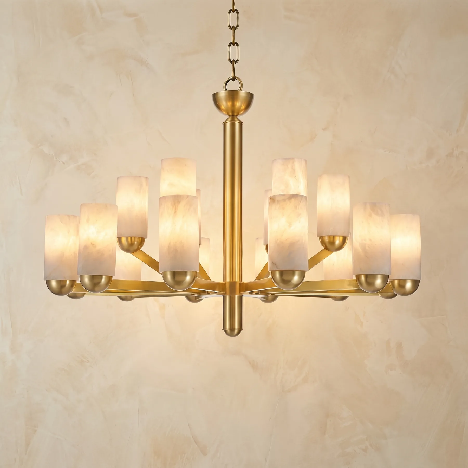 Gilded Alabaster Drum Chandelier custom chandeliers