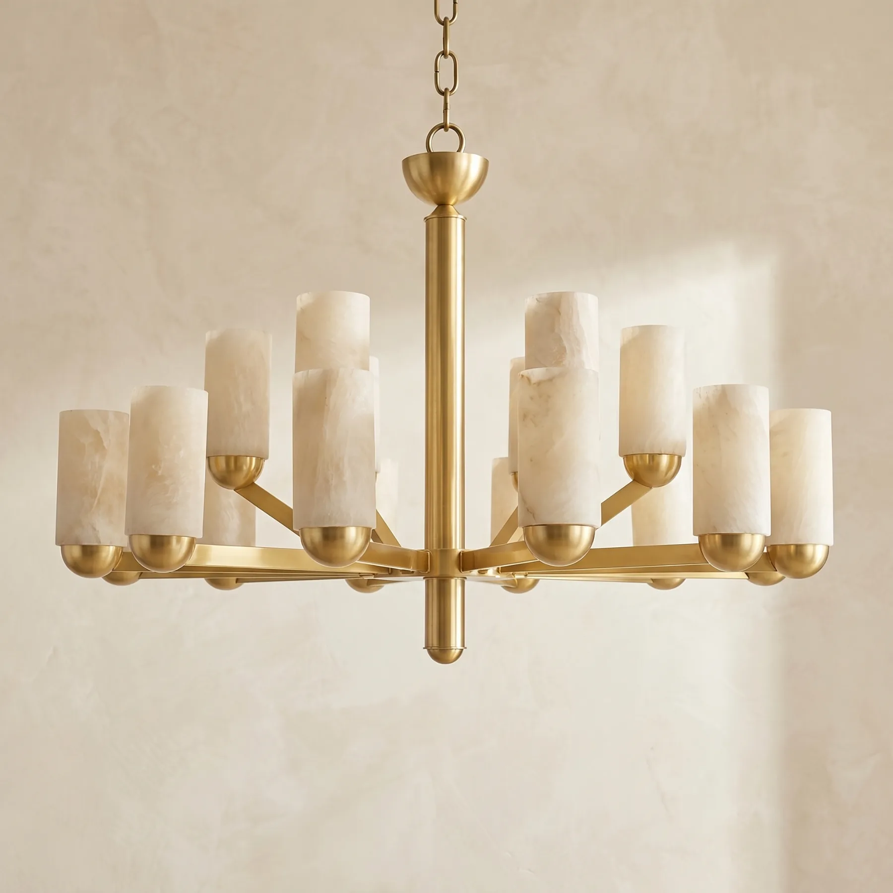 Gilded Alabaster Drum Chandelier image 2