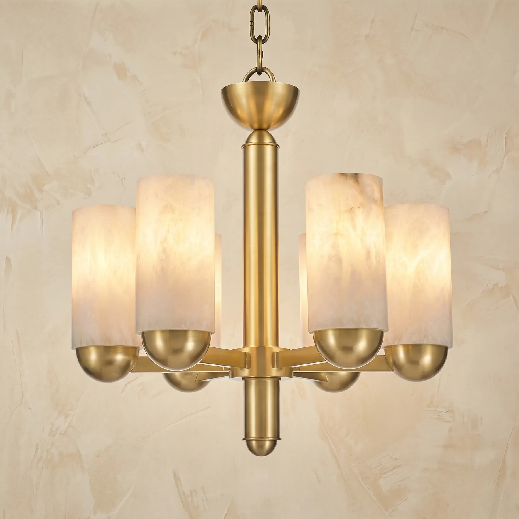 Gilded Alabaster Cylinder Chandelier custom chandeliers