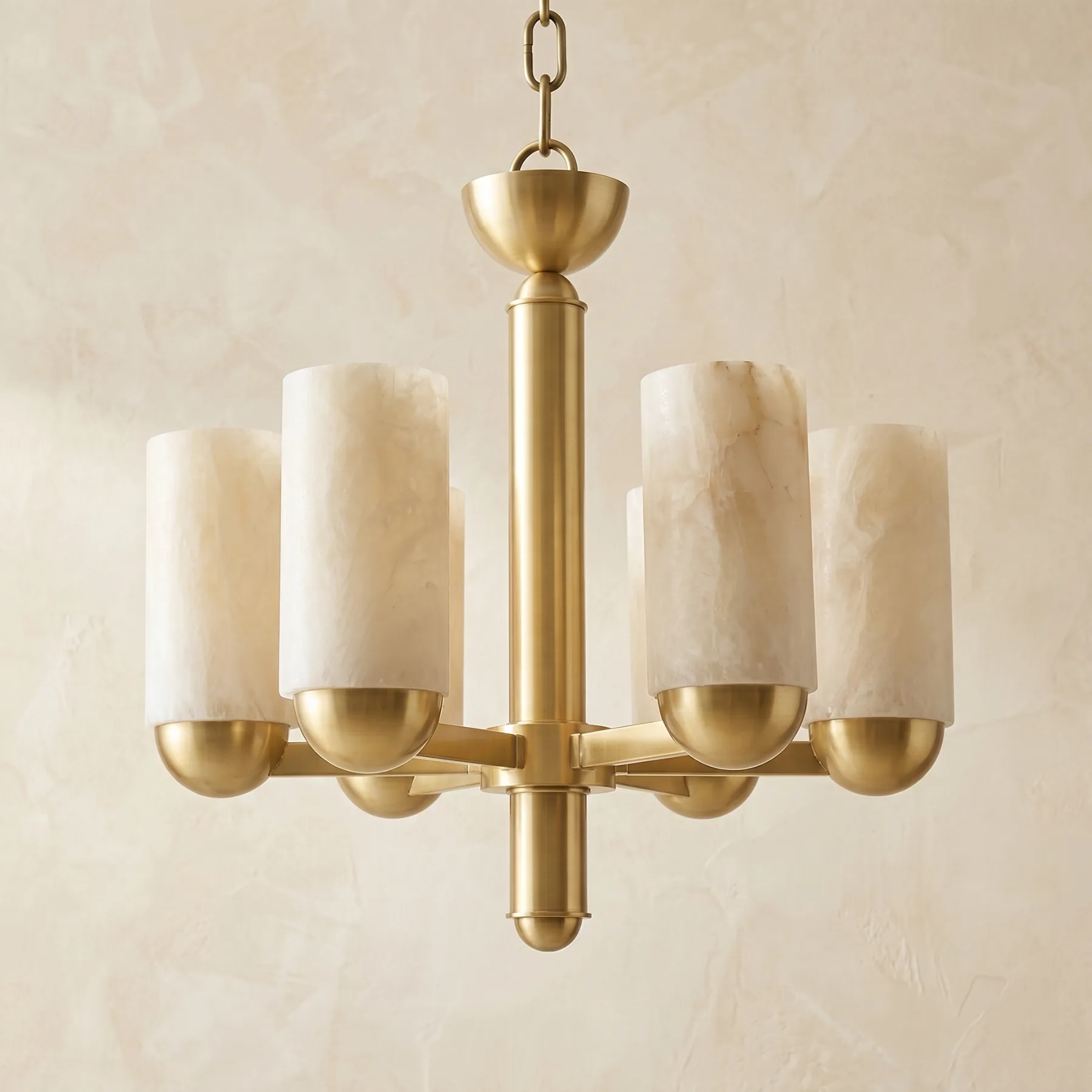 Gilded Alabaster Cylinder Chandelier image 2