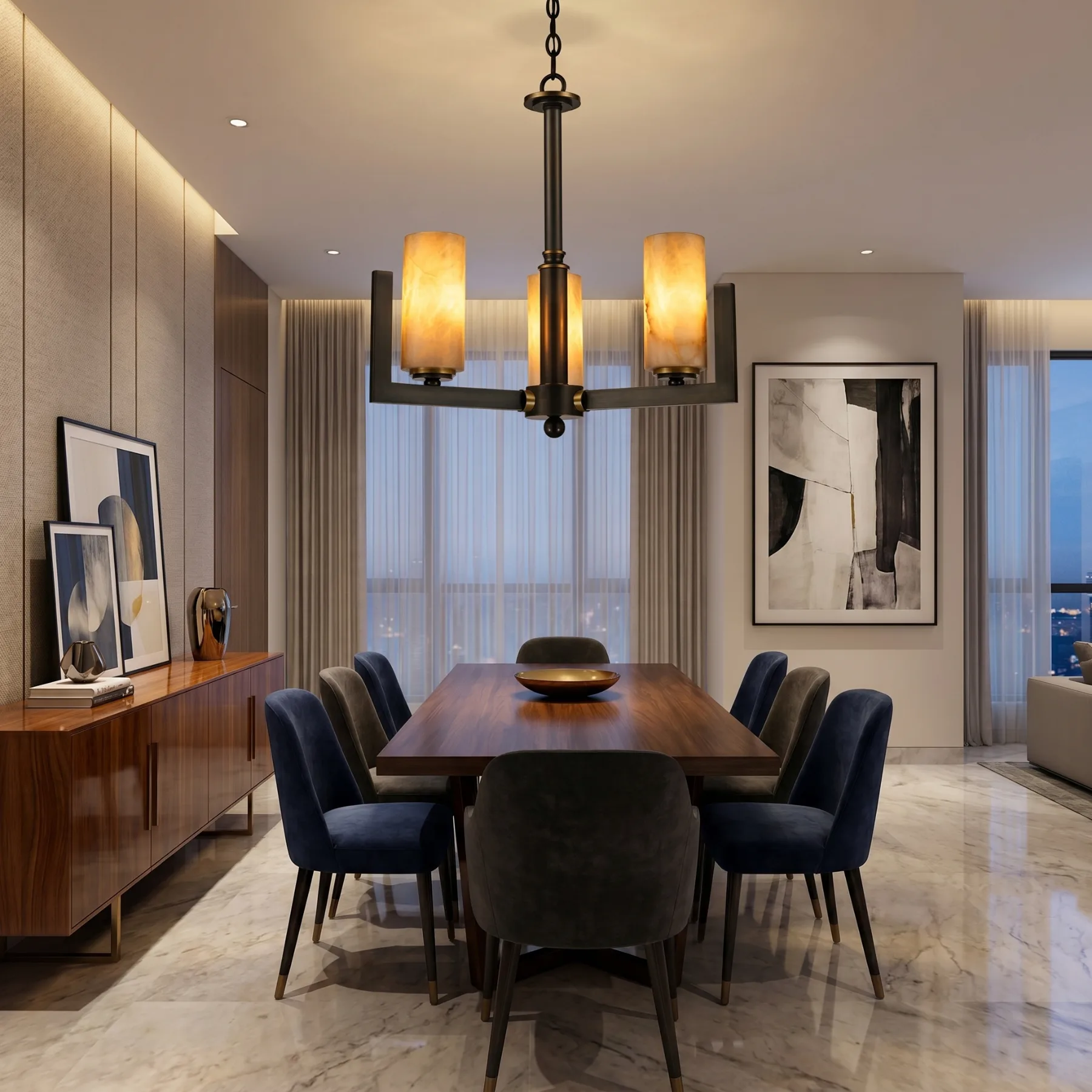 Heritage Alabaster Cylinder Chandelier image 3