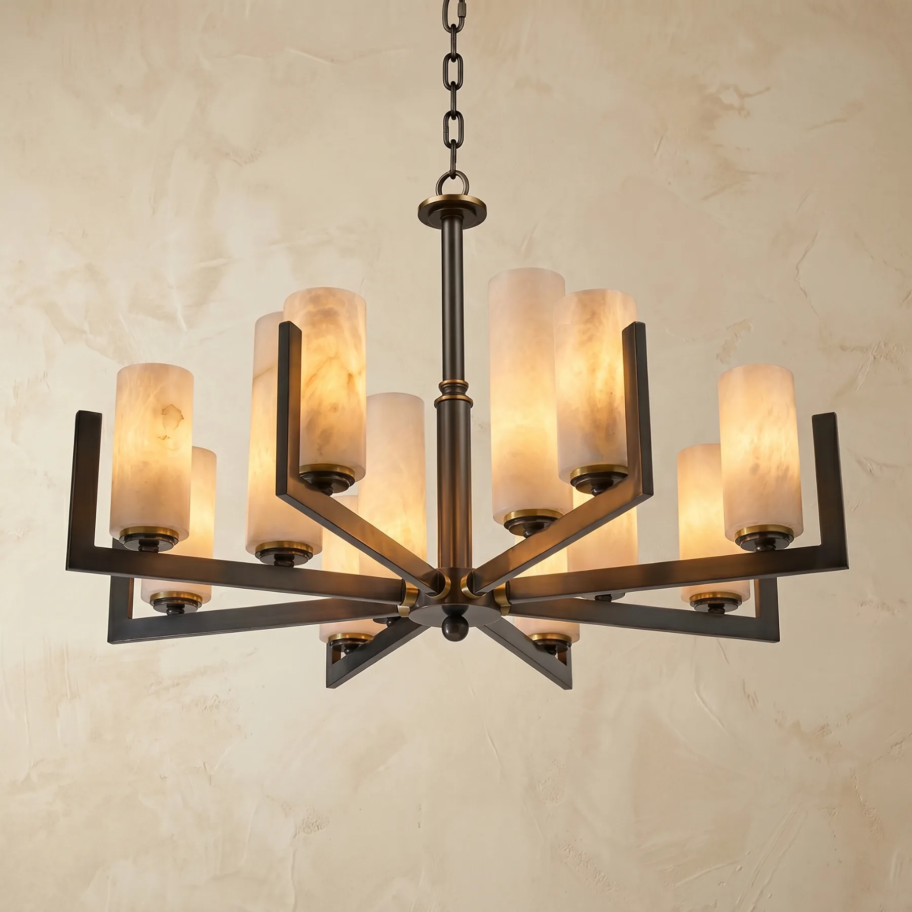 Hearthstone Alabaster Cylinder Chandelier custom chandeliers