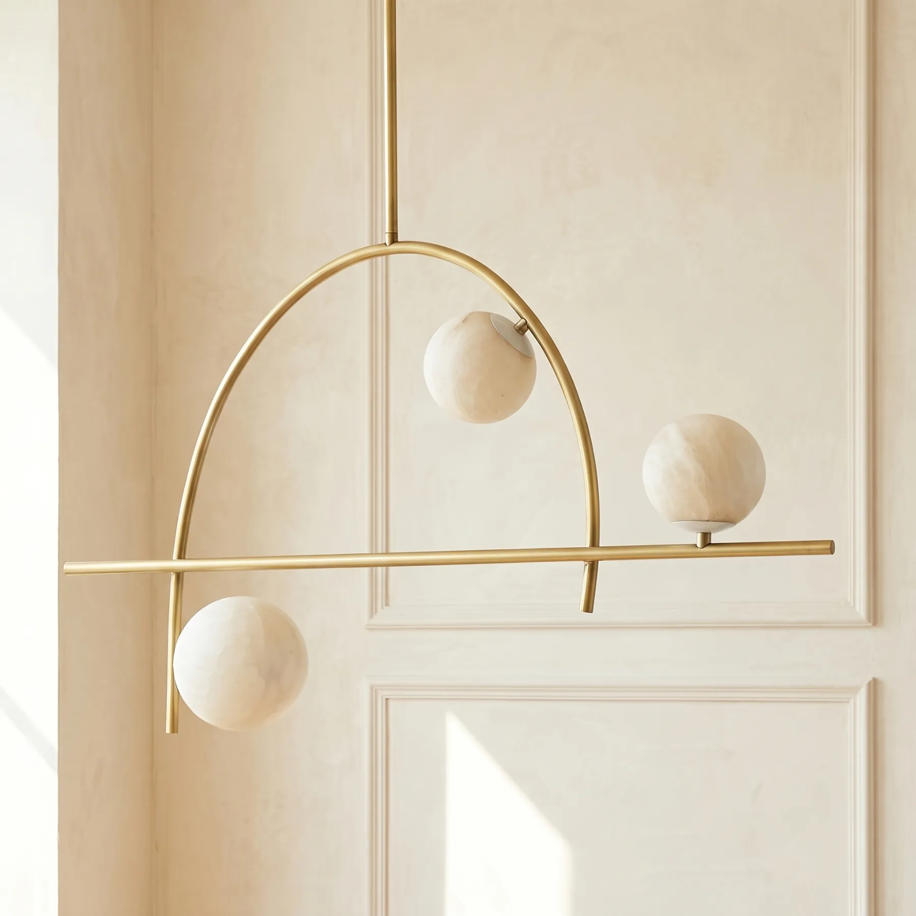 Gilded Alabaster Globe Chandelier image 2