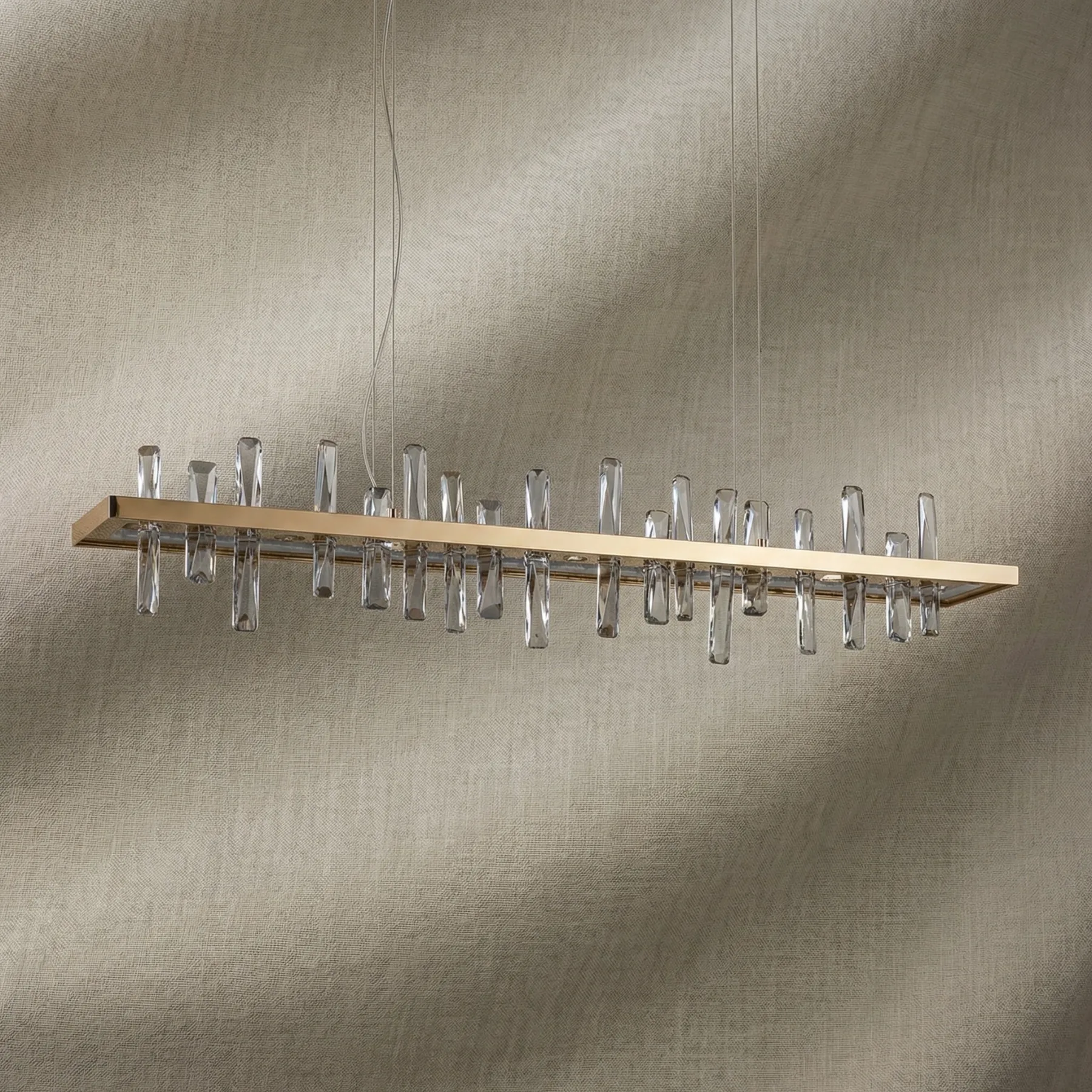 Luminous Brass Crystal Linear Chandelier image 4