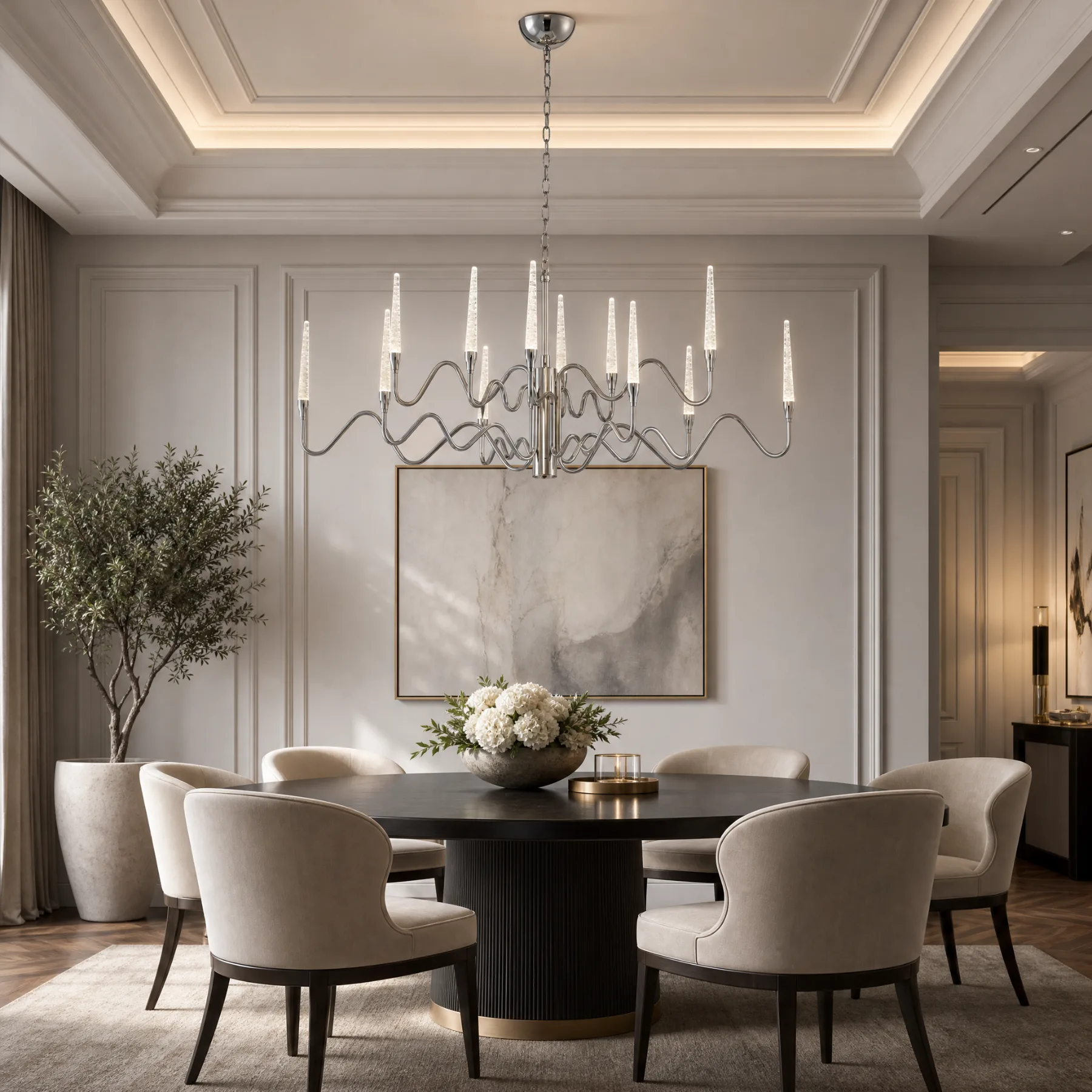 Luminous Chrome Wave Chandelier image 4