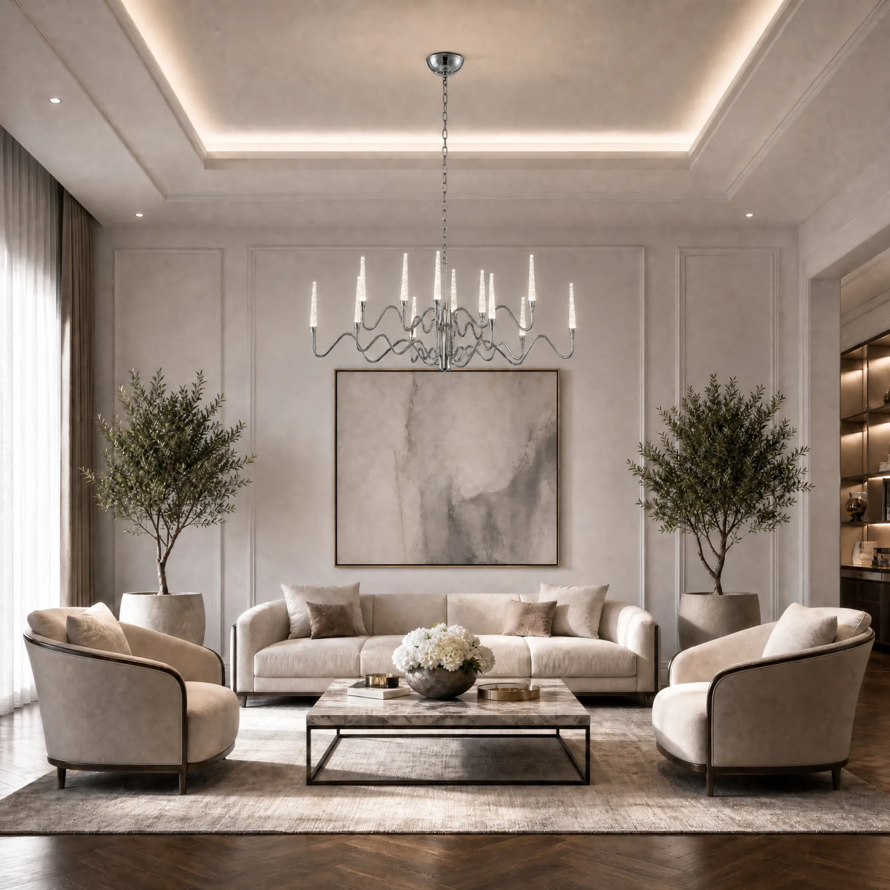 Luminous Chrome Wave Chandelier image 7