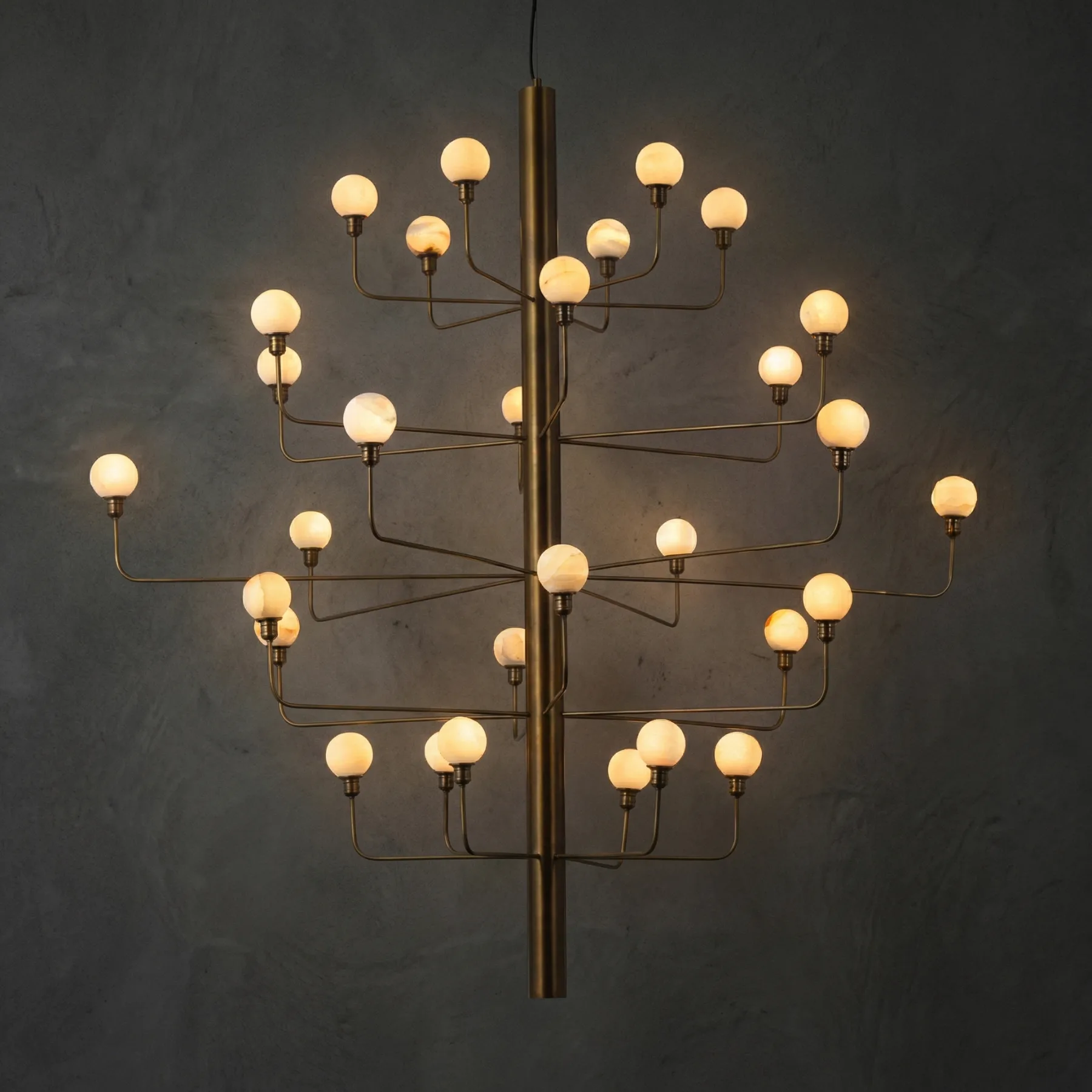 Architectural Alabaster Globe Chandelier custom chandeliers