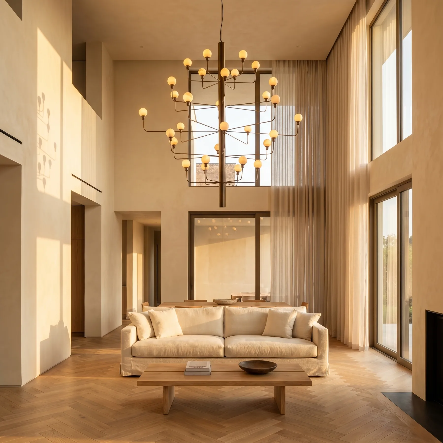 Architectural Alabaster Globe Chandelier image 3