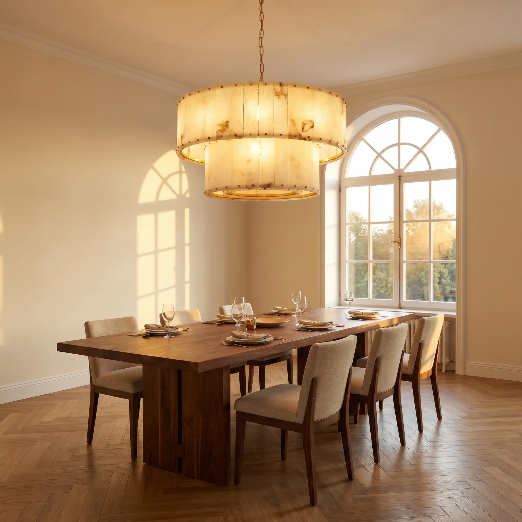Luminous Alabaster Drum Chandelier image 4