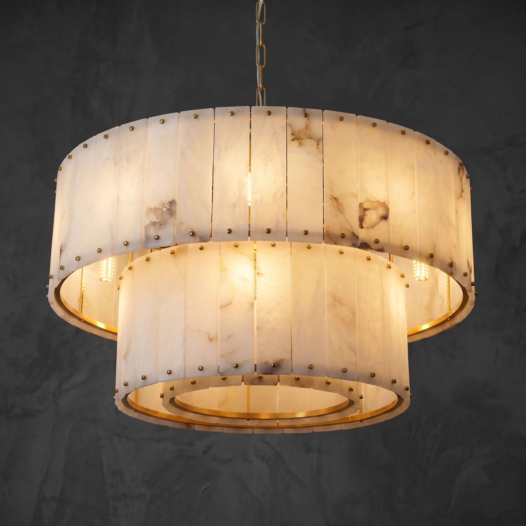 Luminous Alabaster Drum Chandelier custom chandeliers