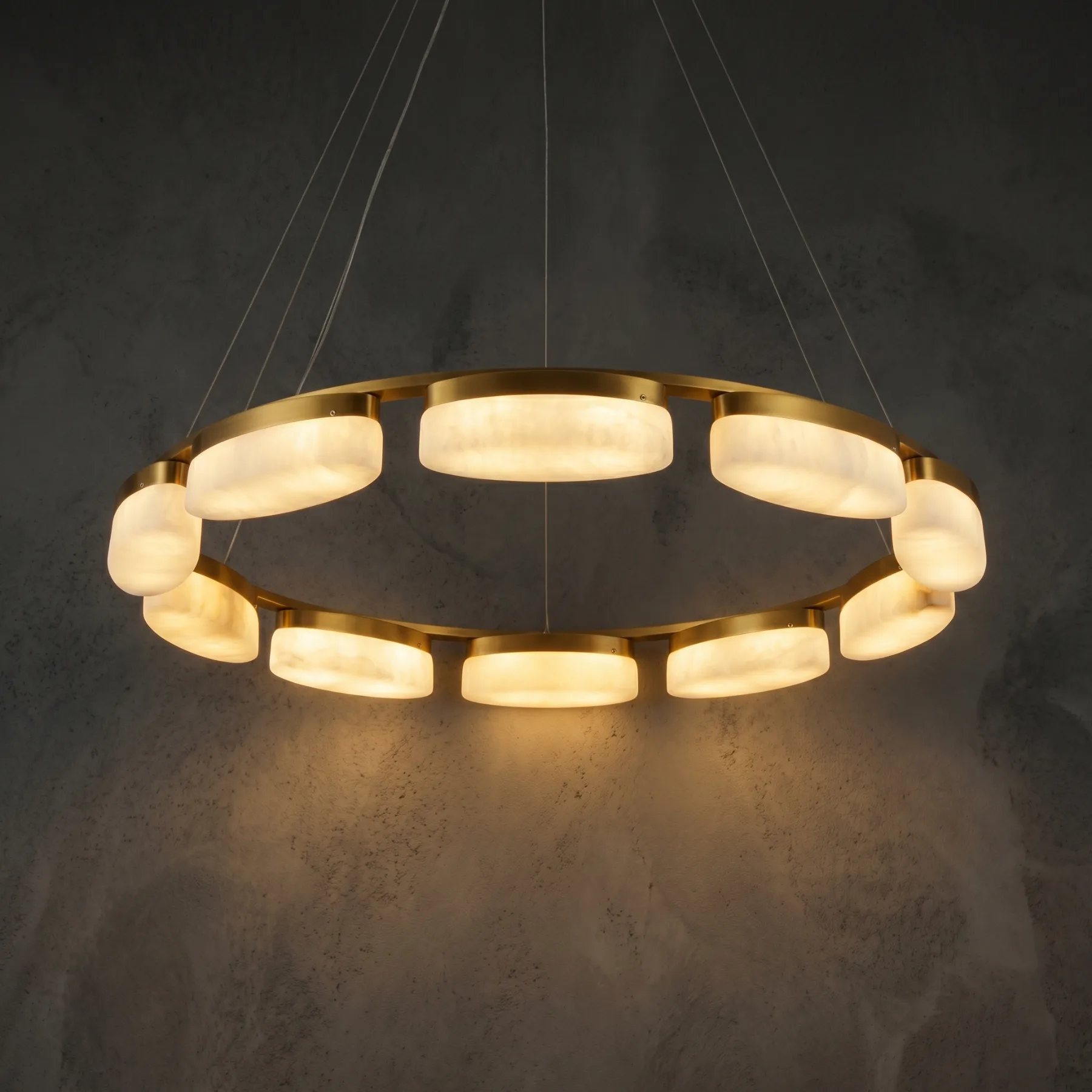 Gilded Alabaster Ring Chandelier custom chandeliers