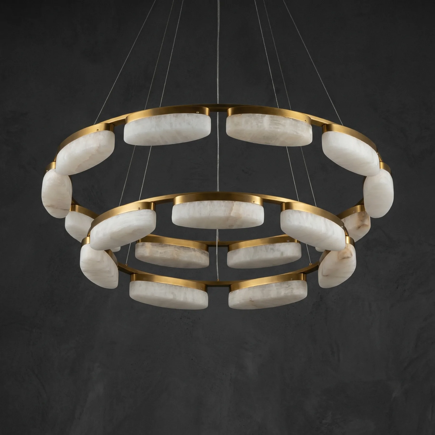 Gilded Alabaster Ring Chandelier image 2